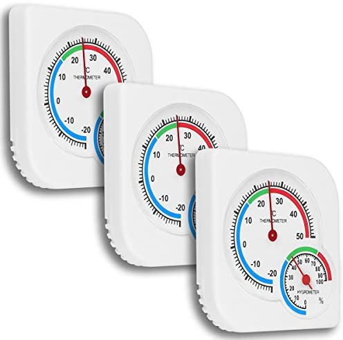 RANRAO 3 x Thermometer mit Hygrometer, für drinnen und draußen, Thermo-Analog, Luftfeuchtigkeit