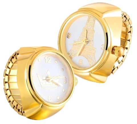 Hemobllo Ringuhr Quarzuhr Ring Uhr Damen Herren Mit Turm- Und Kronenmotiv Eleganter Edelstahl Ringuhr Für Alltag Party Und Geschenk
