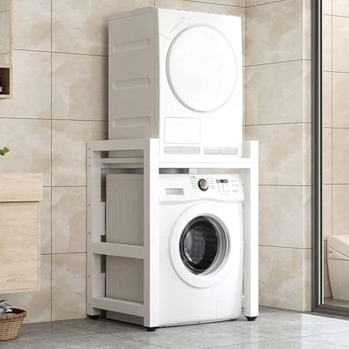 DELORM Lavatrice Scaffale Tamburo Lavastoviglie Ripiano di Stoccaggio Piano 2 Livelli Asciugatrice Superiore Impilabile Rack Adatto per Bagno, Cucina, Balcone, Lavanderia, capacità Portante 300kg