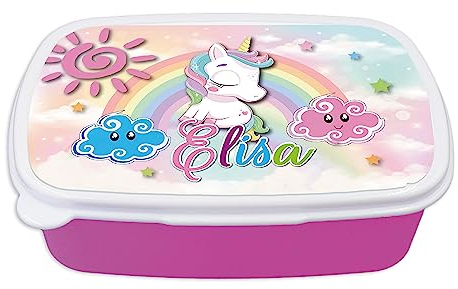 Generico Contenitore Porta Pranzo merenda Bimbi Personalizzabile con NOME BABY UNICORN Adatto per Il Tuo Bimbo Quando va a Scuola elementare, infanzia, media