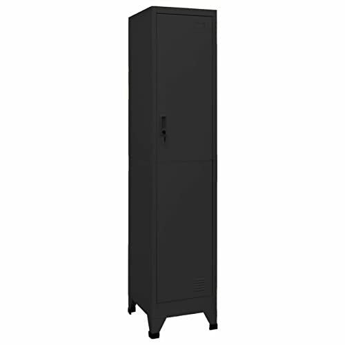 Tidyard Schließfachschrank Spind Schrank Umkleideschrank Metallschrank Mehrzweckschrank Fächerschrank Aktenschrank Büroschrank Lagerschrank Metallspind 38 x 45 x 180 cm (B x T x H) Stahl Schwarz