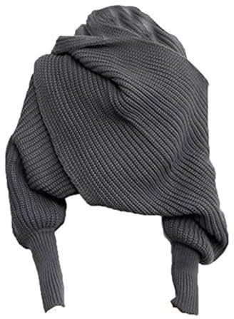 CHUYIX Wintermode Unisex warm häkeln gestrickt Wickeln Schal Cape mit Ärmeln 220cm*40cm Winter Warm Gestrickt Schals Mode Winterschal Warm Gestrickt Strick Schals Strickschals Cape für Damen