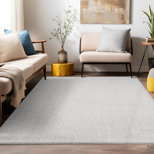 Teppium Moderner Kurzflor Teppich Wohnzimmer 200x300 (200 x 290 cm) Silber - Dekorativer Cut-Loop Schlingenteppich, Langlebig, Robust, Schlingenflor - Ideal für Schlafzimmer und als Küchenteppich