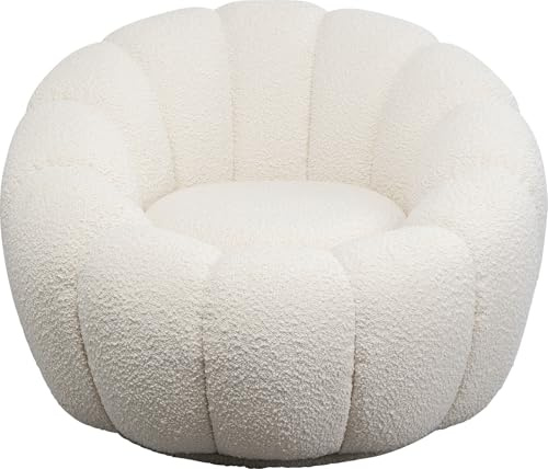 Kare Design Drehsessel Peppo Bloom, Weiß, 39 cm Sitzhöhe, Polstersessel, Relaxsessel, 360 Grad Drehbar, Wohnzimmer, 68x94x94 cm (H/B/T)
