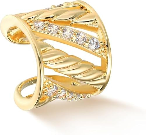 Jenosy 14K Ear Cuff Gold Damen Nicht Piercing Öffnen Wrap Ohrringe Vergoldet Filled Cubic Zirconia Ohrmanschette Gold Handmake Hypoallergene Schmuck Geschenk für Frauen