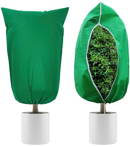 2 Stück Pflanzenschutz Winter, Groß Frostschutz Kübelpflanzensack für mit Reißverschluss Zugband,Winter Pflanzenschutzsack Pflanzenabdeckung Frostschutz Vlies,Atmungsaktiv Reißfest (80 x120cm)
