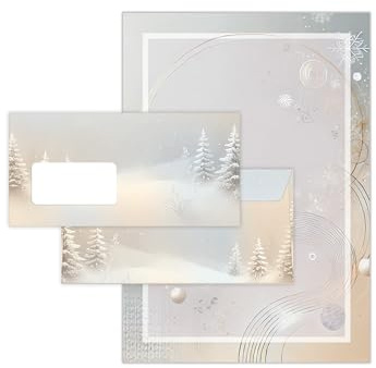 Briefpapier Weihnachten Weihnachtsbriefpapier mit Umschlag Umschlägen mit Fenster Weihnachtspapier A4 für Kunden (50 Blätter + 50 Umschläge)