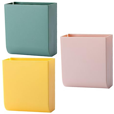 Angoily 3pcs Abs Material Wall Storage Case Phone Holder for Wall Pink Storage Boxes Easy to Install Compartments