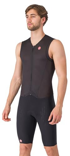 CASTELLI Sanremo 3 Herrenanzug, ärmellos, Radfahren, Rennen, Schwimmen, Radfahren, Laufen, aerodynamischer Triathlon-Anzug mit Tri-Sitzpolster, Schwarz, Large
