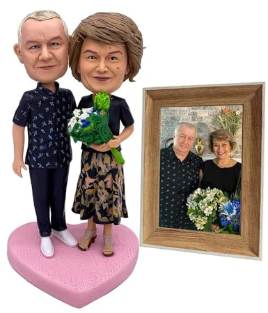 Personalisierte Bobbleheads Individuelle Bobble-Kopf-Figuren Komplette Körperanpassung Handgefertigte Skulptur für Vater Mutter Weihnachten Valentinstag Geburtstag Party Hochzeit (2-Person)