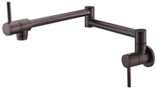 Messing Wandmontierter Topffüller Wasserhahn Doppelgriff Kaltwasserhahn für Küchenspülen Braun Antik