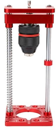 YWBL-WH Hand Drill Holder, 35mm Hinge Hole Locator, Keyed Chuck Reinforced Fixing Stand, V Shape Slot, Hand Drill Stand with Locator, Adjustable Dowel Hole Drilling Guide Rod
