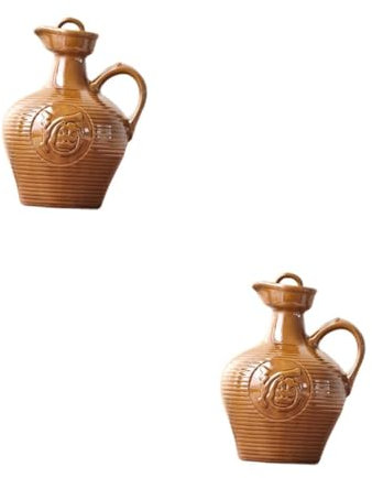 PRETYZOOM 2pièces Carafe à Vin Céramique Vintage Récipient Portable pour Maison Et Bureau Accessoire De Vin Étanche avec Couvercle Sécurisé pour Camping Et Restaurants