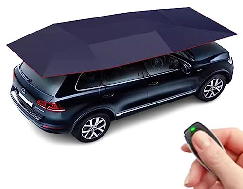 HTDRE Abri de Voiture Mobile Universel, abri de Voiture Mobile Pliable entièrement Automatique, auvent de carport Mobile pour Tente extérieure (Bleu 5,2 m)