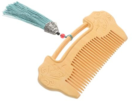 Ipetboom Hand-polished Boxwood Comb Fine Tooth Wooden Hair Comb with Ruyi Lock Engraving Scalp Massager for Women Natural Wood Hair Styling Tool for Daily Use