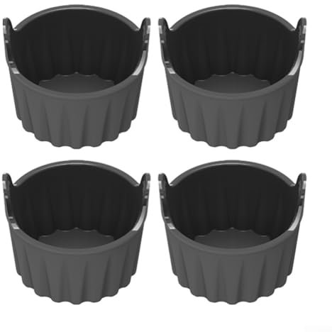 Lot de 4 ramequins réutilisables en silicone - Solution de cuisson parfaite pour cupcakes, desserts - Pour le nettoyage des œufs, des puddings (gris)