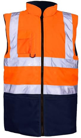 Stylo Online Hi Vis Body Warmer – High Visibility Fleece-Lined Reversible Gilet, Waterproof Reflective Safety Vest for Workwear, Security, and Construction – Warm & Insulated Sleeveless Jacket