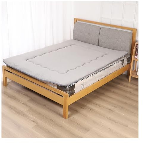 Matratzenauflage für King-Size-Bett, weiche Lammwolle, warm, gebürstet, mit 4 Ecken, elastisch, aufrollbar, Schlafmatte für Futonbetten, Grau, 150 x 200 cm