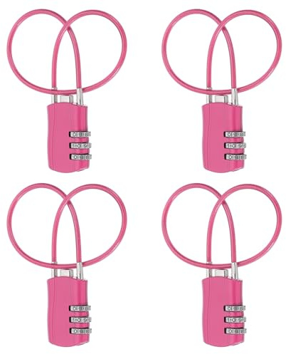 sourcing map 4 lucchetti da viaggio per bagagli, con cavo a 3 cifre, larghezza 30 mm, corpo con cavo lungo 30 cm, per valigie, borse, armadietti, piccole recinzioni, palestra, rosa