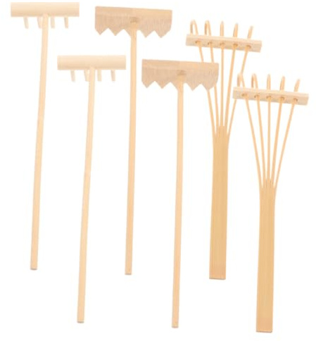 VICASKY 6 Pièces Râteau Râteaux à Sable Mini-Outils de Jardinage Décorations pour Râteau Fournitures de Jardin pour Peinture Accessoire de Jardin