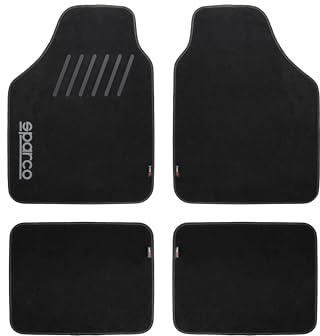 Sparco Tapis de Voiture en Moquette 4 pièces, exclusivité Amazon, Polyester résistant avec Renfort Talon, antidérapants, faciles à Installer et à Nettoyer