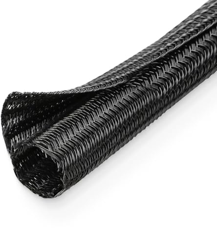HOLED 3/16 Split Cable Sleeve Wire Loom for USB Cable Audio Video Power Cord, Cable Management Cord Protector Protect Cat Dog from Chewing (Black, 10FT)