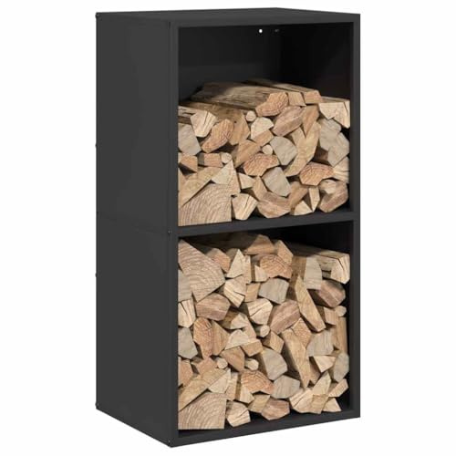 Tomostar Range Bûche Vertical, Range Bois Étagère à Bûches Support pour Bois de Cheminée Portant de bois chauffage noir 40x30x75 cm