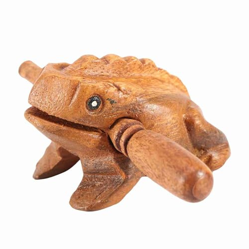 Omabeta Thailand Holzfrosch Krächzendes Glücksmusikinstrument für Zuhause, Büro, Schreibtisch, Dekoration, Holz Nr. 1, Nr. 2 (Nr. 1 5,8 cm)