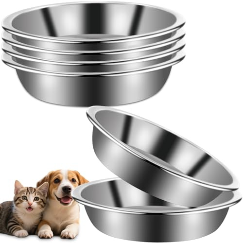 EOGRFW 6 Stück Katzennapf Edelstahl, Futternapf, 14 cm | Fressnapf, Rutschfest, Edelstahl 304 Material, Leicht Zu Reinigen, for Katze and Kleine Hunde