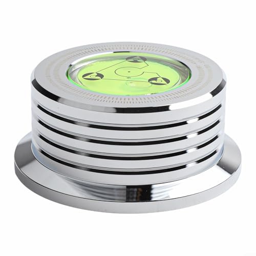 Tocadiscos de 60 Hz para estabilizador para tocadiscos LP – Peso antivibración con nivel de burbuja de precisión integrado, abrazadera de disco de aleación de aluminio para tocadiscos de vinilo