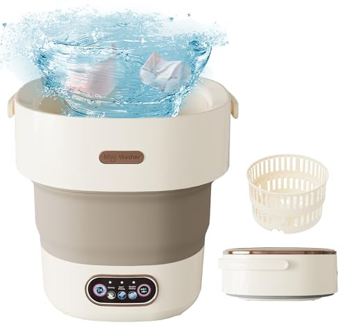 Mini Waschmaschine, 13L 2 in 1Faltbare Klein Waschmaschine Camping Mit Schleuder, Abnehmbarer Trockenkorb, 3 Modi Tiefenreinigung Portable Washing Machine Für Schlafsäle, Wohnmobil, 2,5 kg Leicht