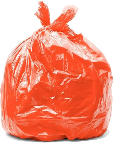 Orange Refuse Sacks Waste Bags 90L capacity, Heavy Duty, 200 bags (4x50)