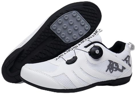 Cykelskor för män kvinnor, street och mountainbike-skor, Unisex MTB Flat Pedal Shoe, utomhuscykelskor, med reflekterande/gummi yttersula 36–47 EU, Vit, 41 EU