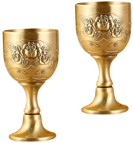 HAKIDZEL Vasos de Whisky y Grabados Delicados Juego de 2 de Aleación de Zinc Vintage Diseño Retro Ideales para Fiestas Familiares y Temáticas