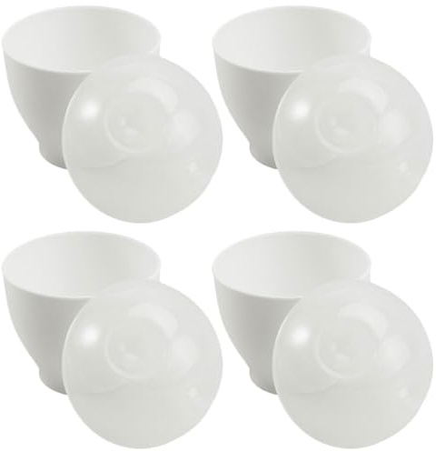 IMIKEYA Cuociuova per Microonde 4 Pezzi in Pp Bianco, Adatto per Forno a Microonde, Utensile da Cucina per Preparare Uova in Camicia e Colazioni Veloci