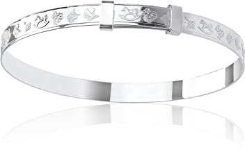 HSFJGSF Bracciale Rigido con Motivo ripetuto inciso/in Rilievo espandibile/espandibile/Regolabile per Neonati/Bambini/Donne - Argento Sterling 925 - Gioielli per Bambini