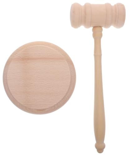 TEMPNAP Martillo de Juez Mazo Portátil Sonido Claro y Fuerte de Madera Beige Accesorio Práctico para Subastas y Juicios para y Presidentes