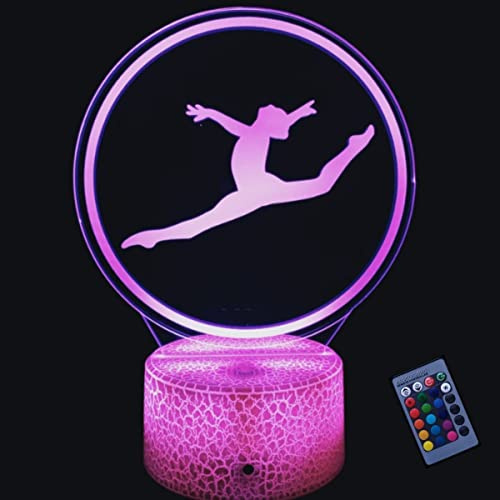YTDZLTD Ilusión óptica 3D Gimnasia Luz de Noche 16 Colores que Cambian Control Remoto USB Poder Touch Switch Decor Lámpara LED Mesa Lámpara Niños Juguetes Cumpleaños Navidad Regalo