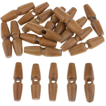 P Prettyia 20 Stück Knebelknopf Holz 1 Loch Nähknöpfe Oval Holz Knopf Mantelknöpfe Zum Aufnähen