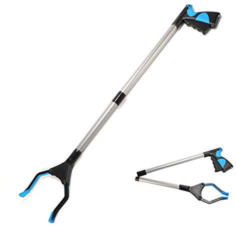 perfecti 81cm Ramassage, Pince Préhension, Outil D'aiHandicapé en Aluminium avec Pince Rotative en Caoutchouc, Extension À Bras Long pour Ramasse-Déchets