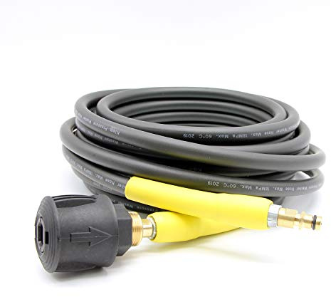 Equip2clean Pressure Washer Extension Hose with Male & Female Click Bayonet Coupling | 15 Metres | Compatible for Karcher K Series | 180 Bar/2610 PSI Max Pressure | 60°C Max Temperature