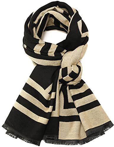 SPFASZEIV Donna Sciarpa in Imitazione Cashmere Classica Scialle Donna Invernale Lunghe Sciarpe Pashmina Reversibili Autunno Inverno xl (Nero)