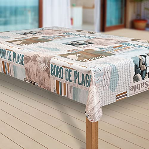 laro Wachstuch-Tischdecke Abwaschbar Garten-Tischdecke Wachstischdecke PVC Plastik-Tischdecken Eckig Meterware Wasserabweisend Abwischbar |43|, Muster:Urlaub Strand Meer Fisch, Größe:100x140 cm