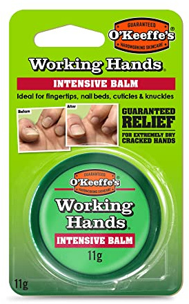 O'Keeffe's Working Hands Intensive Balm, 11g -Conditioning Hand Balm for Extremely Dry, Cracked Hands | Ideal for Fingertips, Nail Beds, Cuticles & Knuckles, Pack of 1, Unscented