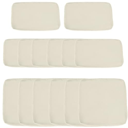 Outsunny - Juego de 14 fundas de repuesto para jardín, 6 fundas de cojín de asiento, 8 fundas de cojín y respaldo, fundas con cremallera, poliéster repelente al agua, color crema
