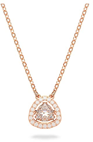 Swarovski Millenia Collana Elegante, con una Pietra Bianca dal Taglio Trilliant e PavéSwarovski , Placcata in Tonalità Oro Rosa, Bianco