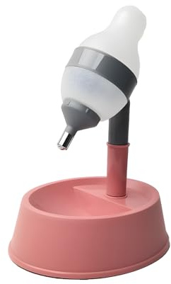 Hotumn Pet Standing Water Dispenser Splash-Proof Cat Dog Standing Drinking Bowl Height Adjustable with Detachable Pole Automatically Feeding Water Anti-Spill for Puppy Dog Cat Small Pet (Pink&Grey)