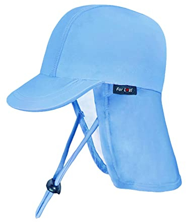 weVSwe Baby solhatt UV SPF50+ solskydd nackklaff hatt justerbar hakrem småbarn sommarmössa, blå, 6-12 månader