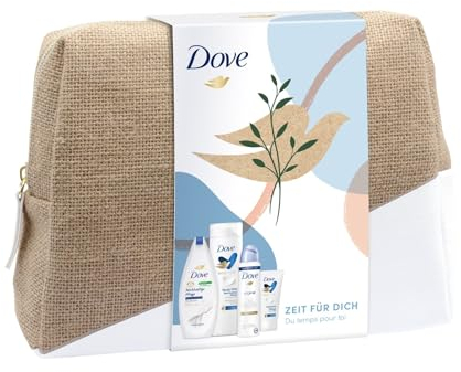 Dove Set regalo tempo per te, confezione regalo con doccia curativa, deodorante, latte corpo, crema per le mani e beauty case (250 ml + 150 ml + 400 ml + 75 ml) 1 pezzo