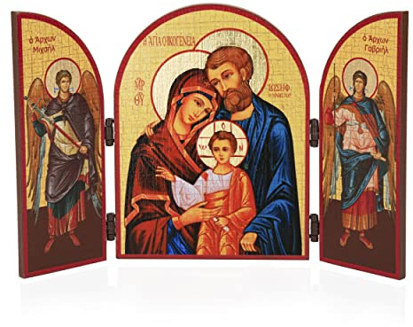 NKlaus Triptychon Heilige Familie, christliche Ikone aus Holz, 1 Stück | MDF-Platte, 25 x 16 x 0,65 cm groß und ca. 200 g schwer